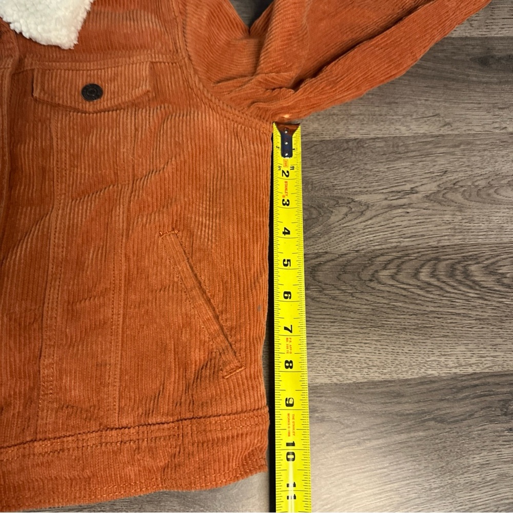 Cat & Jack girl’s Orange Corduroy Jacket with Sherpa Collar - Picture 7 of 12